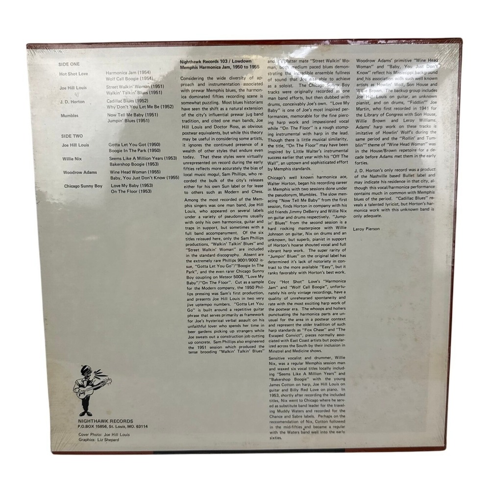 Lowdown Memphis Harmonica Jam 1950-1955 Vinyl LP Nighthawk 103 Blues Compilation - Picture 2 of 2